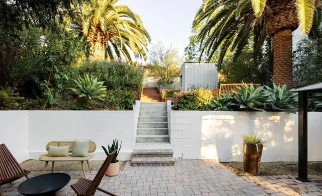 Backyard unit, courtyard and steps, Los Angeles
